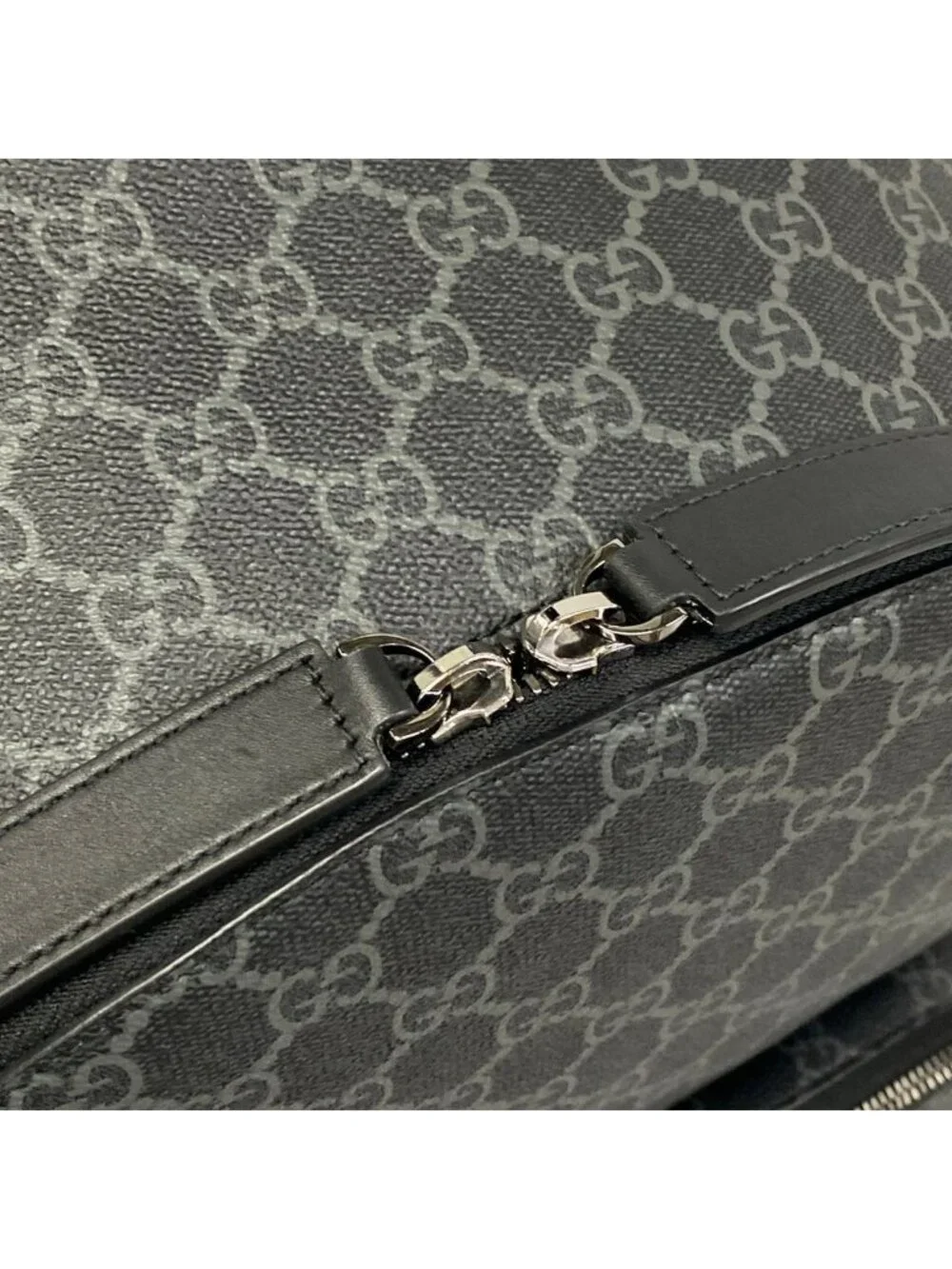 Gucci Backpack GG Plus Supreme Black Dark Gray Leather